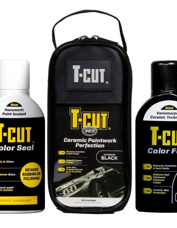 T-Cut 365 Car Wax Polish Scratch Remover & Paintwork Sealant Kit, Ultimate Black